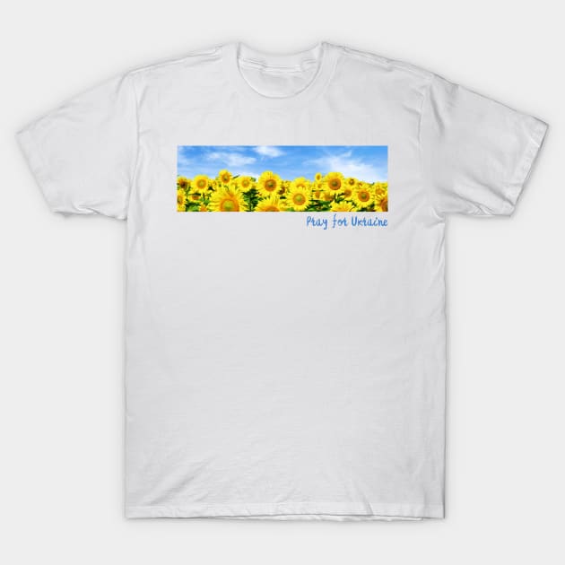 Pray For Ukraine Rectangle - Sunflower For Ukraine - Vintage Photo Sunflower Field T-Shirt by SayWhatYouFeel